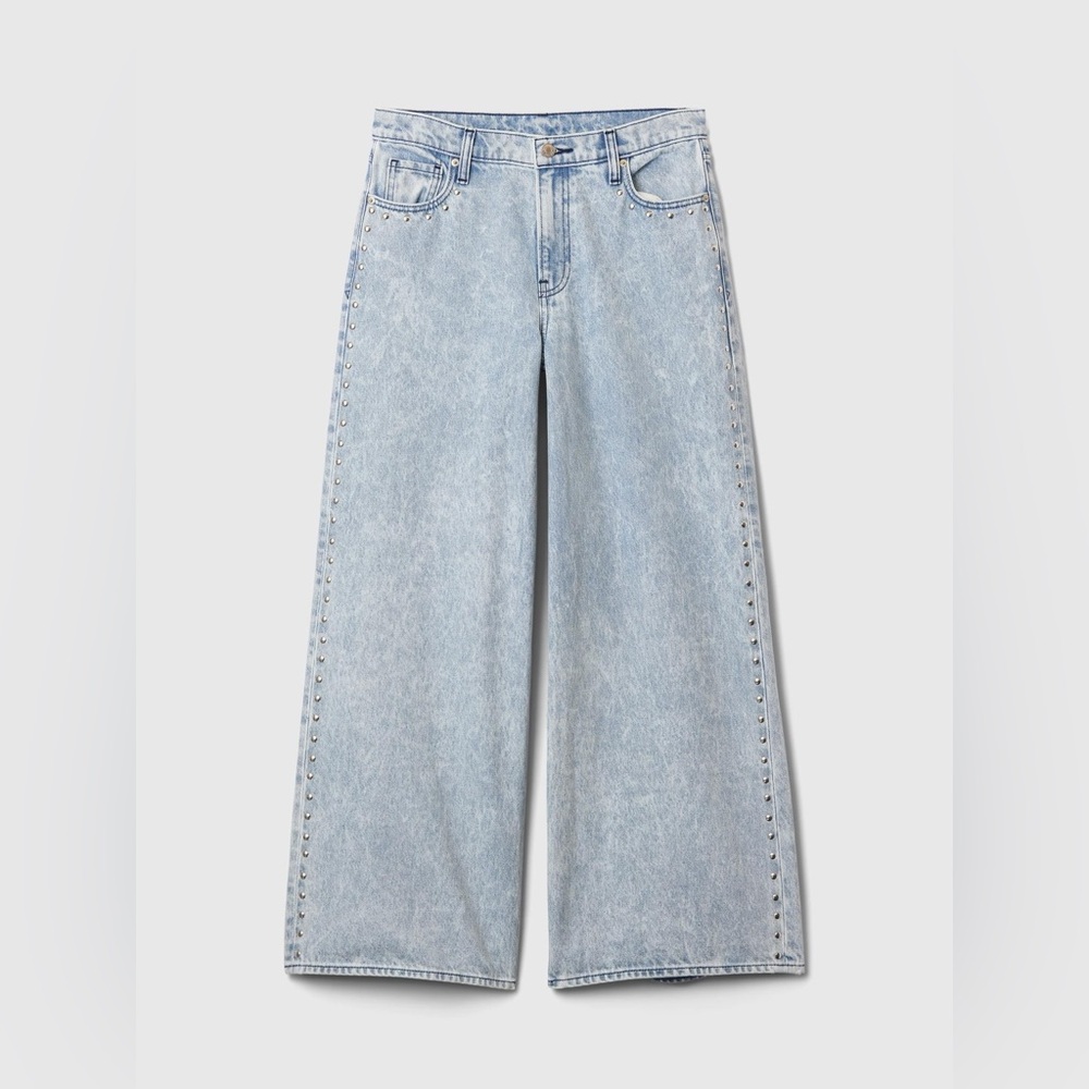 GAP Mid Rise Baggy Wide Leg Studded Jeans